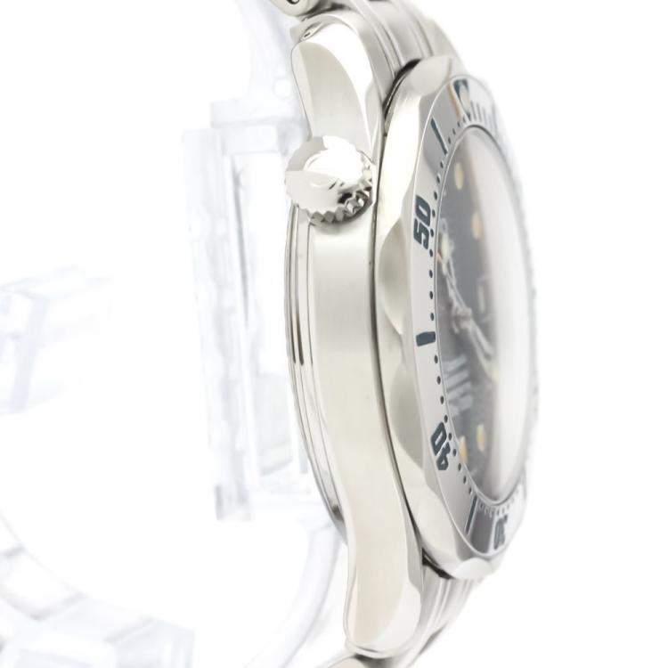 Pre Owned Omega Blue Stainless Steel Seamaster 2552.80.00 Men's Wristwatch 36 MM