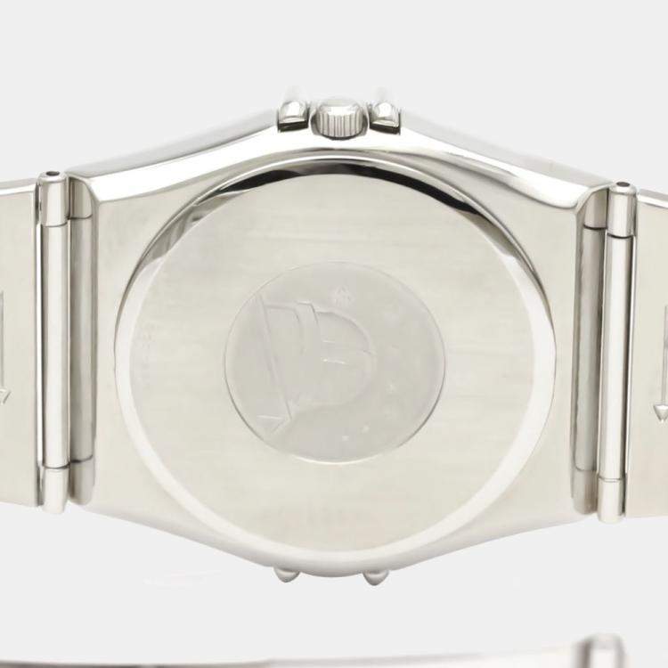 Pre Owned Omega Black White Stainless Steel Constellation 396.1070 Women's Wristwatch 33 mm