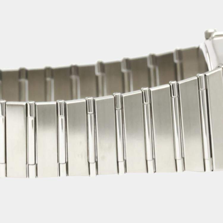 Pre Owned Omega Black White Stainless Steel Constellation 396.1070 Women's Wristwatch 33 mm