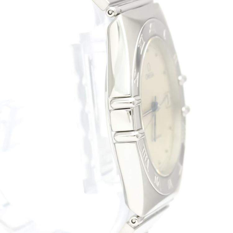 Pre Owned Omega Silver Stainless Steel Constellation Quartz 396.1070 Men's Wristwatch 33 mm
