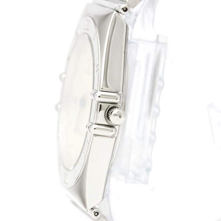 Pre Owned Omega Silver Stainless Steel Constellation Quartz 396.1070 Men's Wristwatch 33 mm