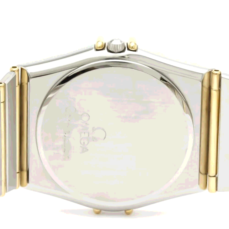 Pre Owned Omega White 18K Yellow Gold And Stainless Steel Constellation 396.1070 Quartz Men's Wristwatch 33 mm