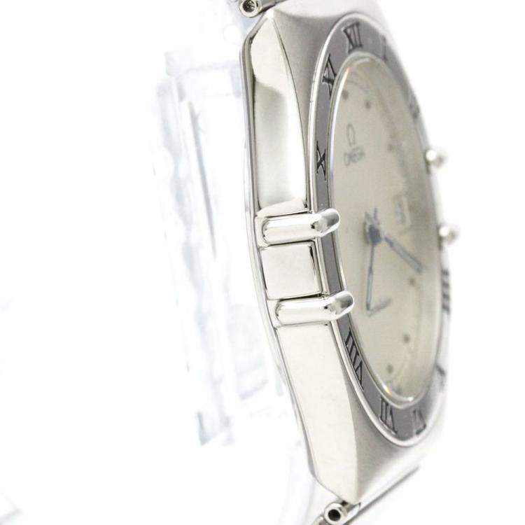 Pre Owned Omega Silver Stainless Steel Constellation 396.1070 Quartz Men's Wristwatch 33 mm