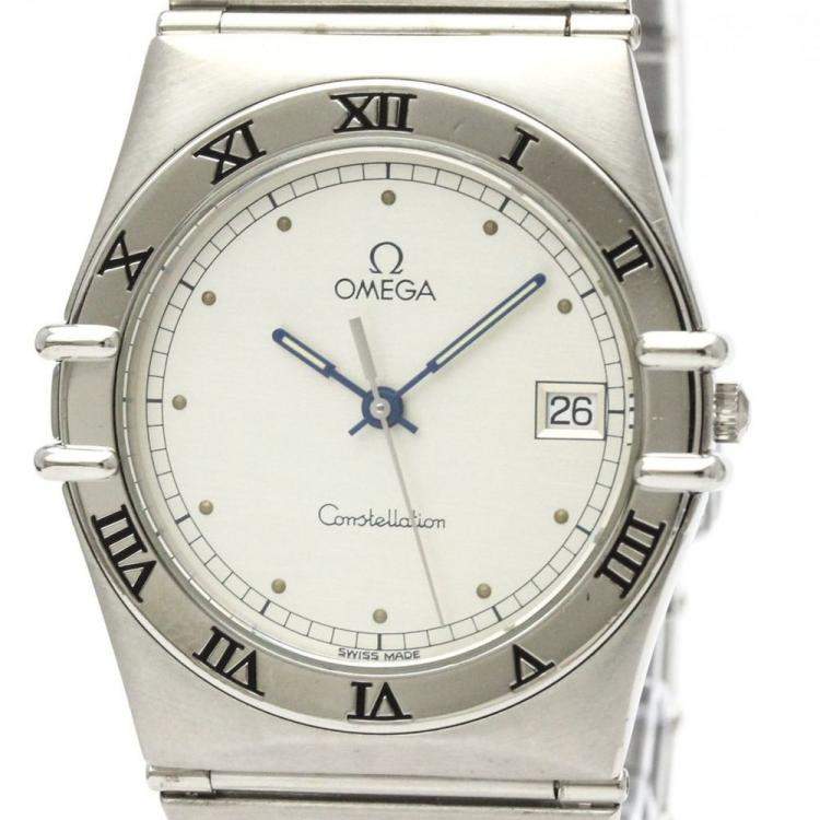 Pre Owned Omega Silver Stainless Steel Constellation 396.1070 Quartz Men's Wristwatch 33 mm