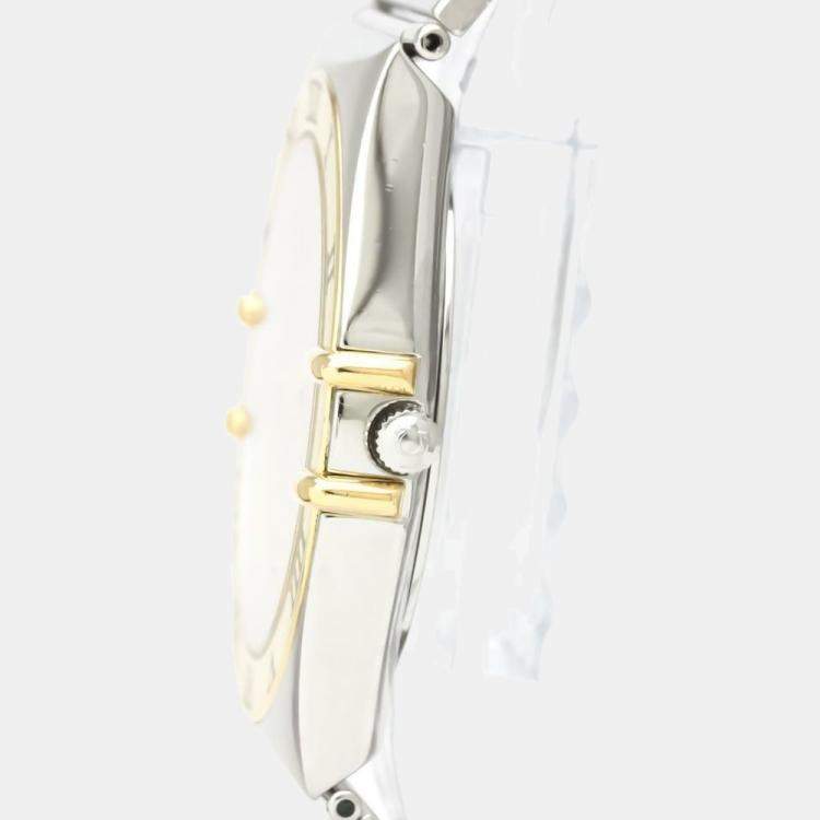 Pre Owned Omega Champagne 18K Yellow Gold And Stainless Steel Constellation 396.1070 Automatic Men's Wristwatch 33 mm