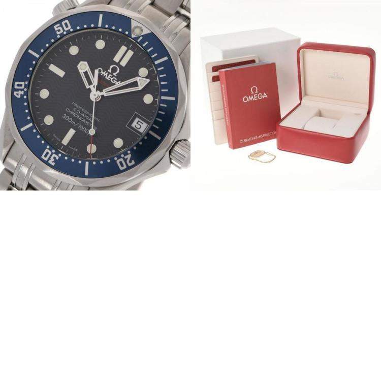 Pre Owned Omega Blue Stainless Steel Seamaster Professional 2222.80 Automatic Men's Wristwatch 36 mm