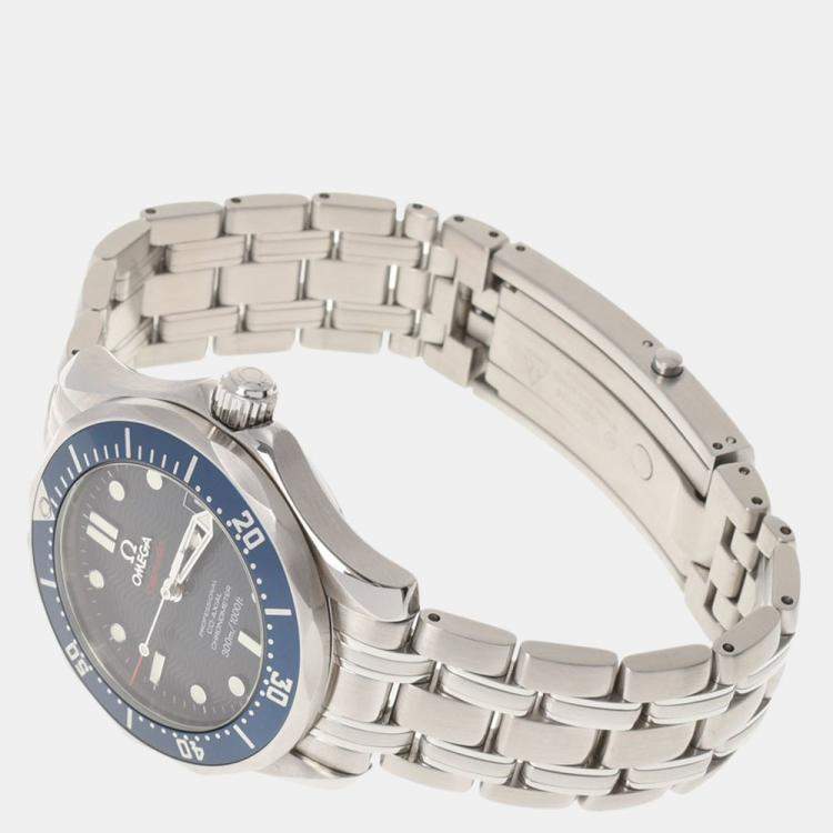 Pre Owned Omega Blue Stainless Steel Seamaster Professional 2222.80 Automatic Men's Wristwatch 36 mm