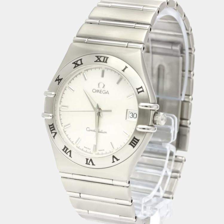 Pre Owned Omega Silver Stainless Steel Constellation 1512.30 Quartz Men's Wristwatch 33 mm