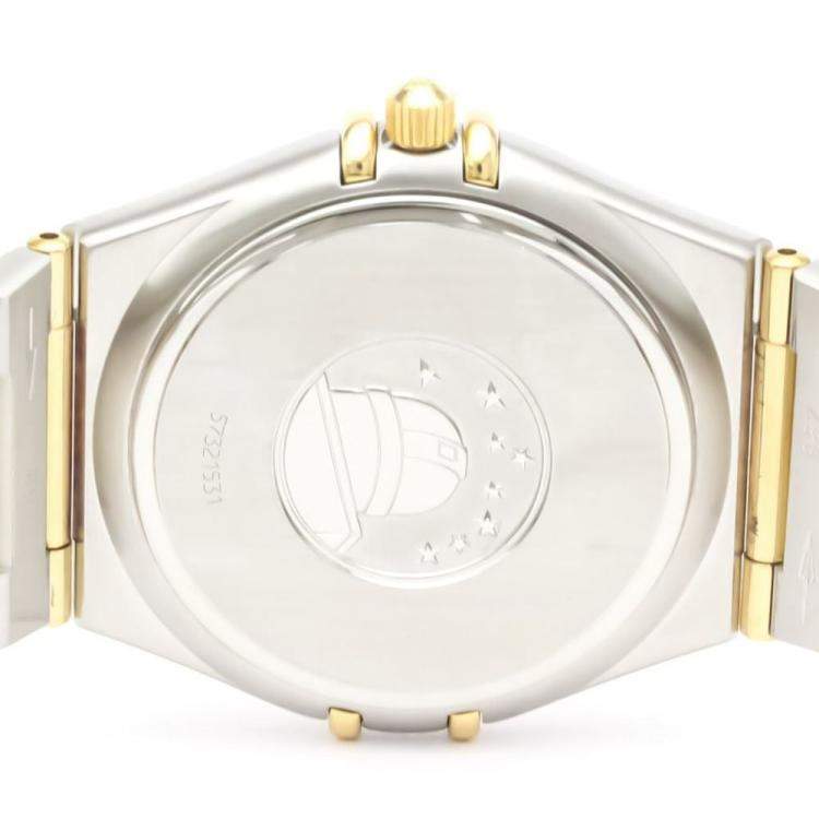 Pre Owned Omega Gold 18k Yellow Gold And Stainless Steel Constellation 1212.10 Quartz Men's Wristwatch 33 mm