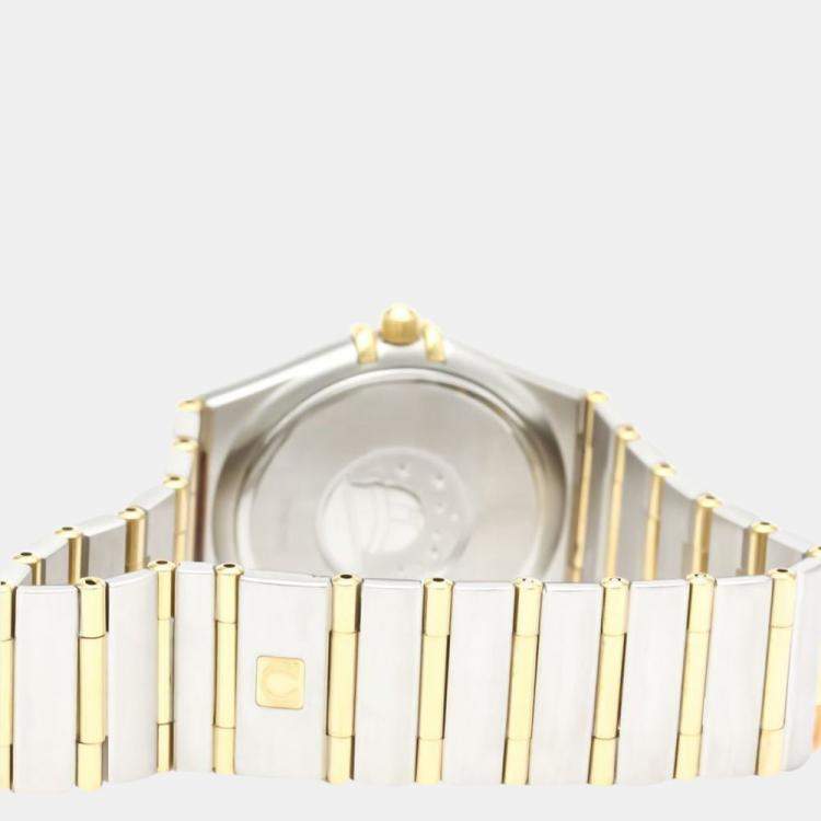 Pre Owned Omega Gold 18k Yellow Gold And Stainless Steel Constellation 1212.10 Quartz Men's Wristwatch 33 mm