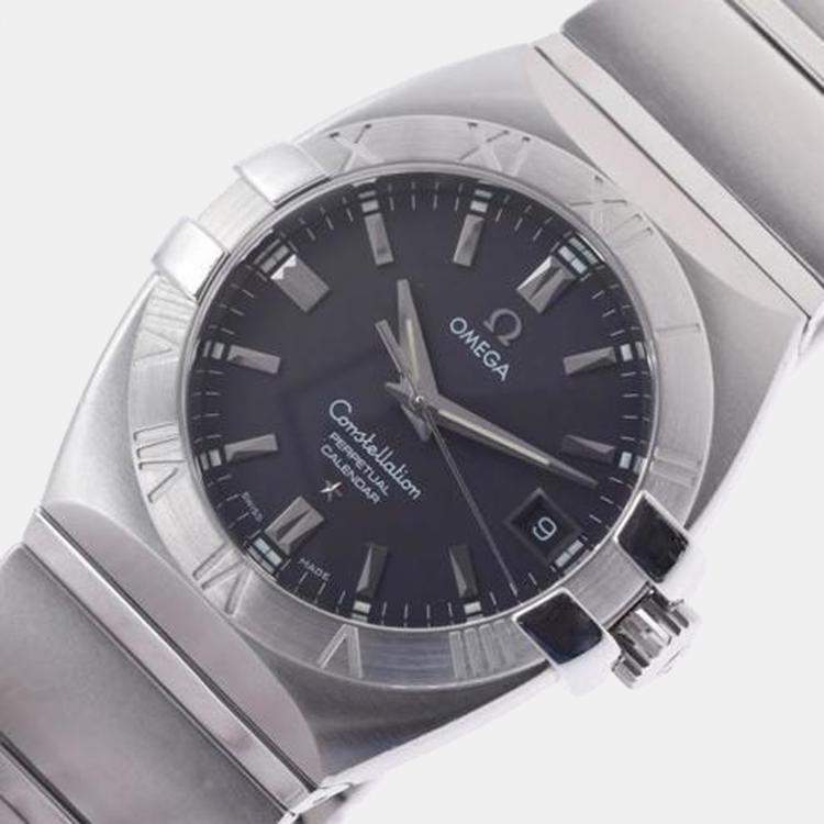 Pre Owned Omega Black Stainless Steel Constellation 1531.51 Men's Wristwatch 37 mm