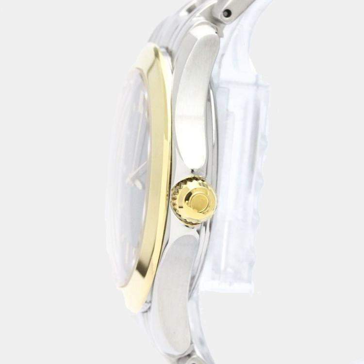 Pre Owned Omega Black 18K Yellow Gold And Stainless Steel Seamaster 120M Men's Wristwatch 36 mm