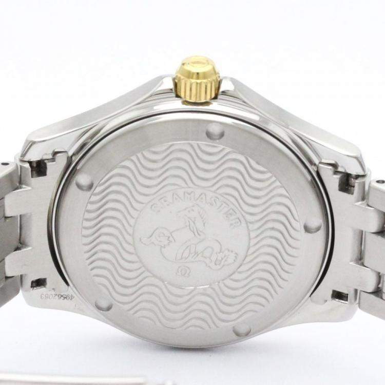 Pre Owned Omega Black 18K Yellow Gold And Stainless Steel Seamaster 120M Men's Wristwatch 36 mm