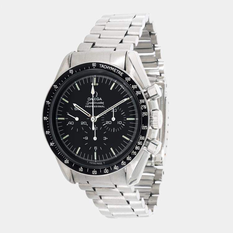 Omega Black Stainless Steel Speedmaster 145.022 74 Automatic Men s