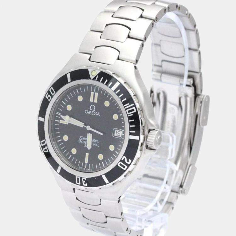 Pre Owned Omega Black Stainless Steel Seamaster Professional 396.1052 Men's Wristwatch 36 mm