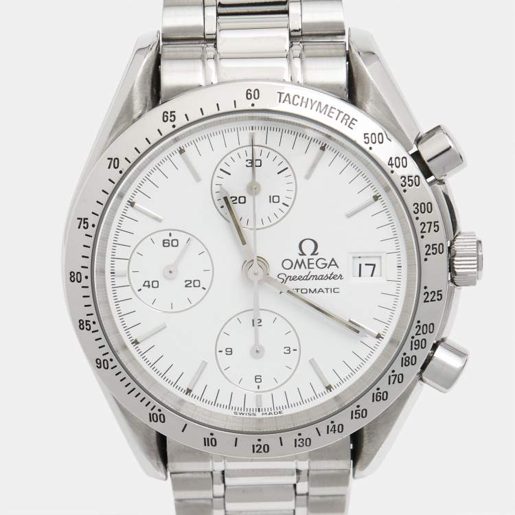 Pre Owned Omega White Stainless Steel Speedmaster 3511.20 Men's Wristwatch 39 mm