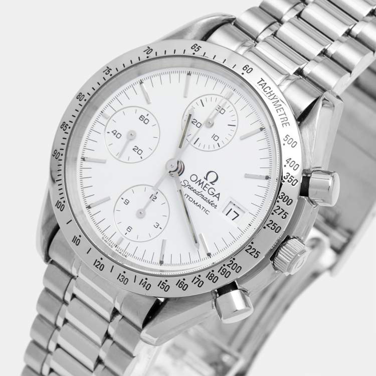Pre Owned Omega White Stainless Steel Speedmaster 3511.20 Men's Wristwatch 39 mm