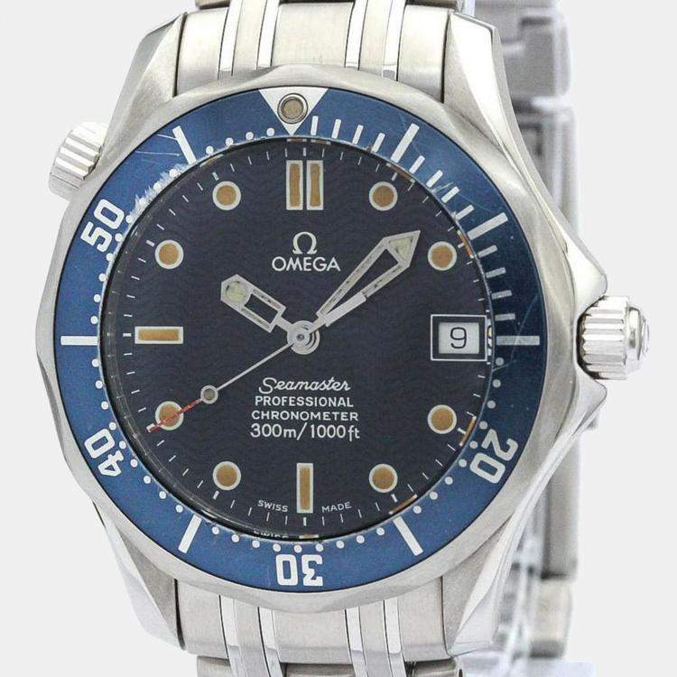 Omega Blue Stainless Steel Seamaster 300M 2551.8 Automatic Men's ...