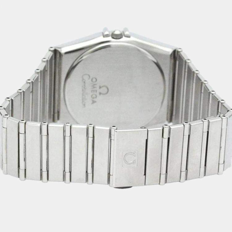 Pre Owned Omega Silver Stainless Steel Constellation 396.1070 Quartz Men's Wristwatch 35 mm