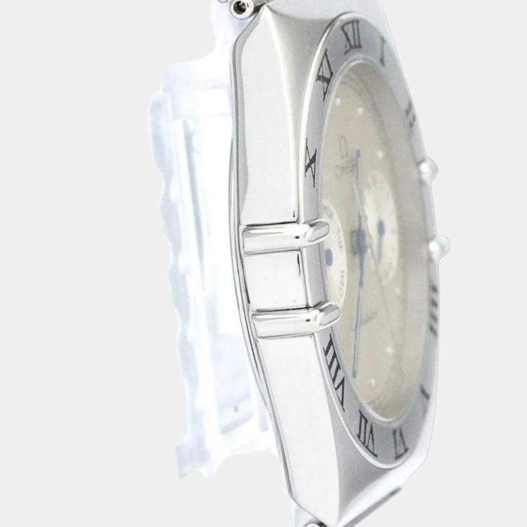 Pre Owned Omega Silver Stainless Steel Constellation 396.1070 Quartz Men's Wristwatch 35 mm