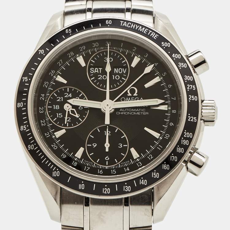 Pre Owned Omega Black Stainless Steel Speedmaster Date/Day-Date Chronograph 3220.50.00 Men's Wristwatch 40 mm