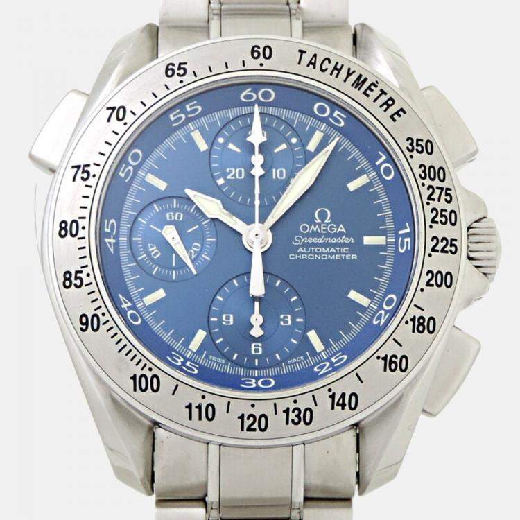 Omega Blue Stainless Steel Speedmaster 3540.80.00 Automatic Men s