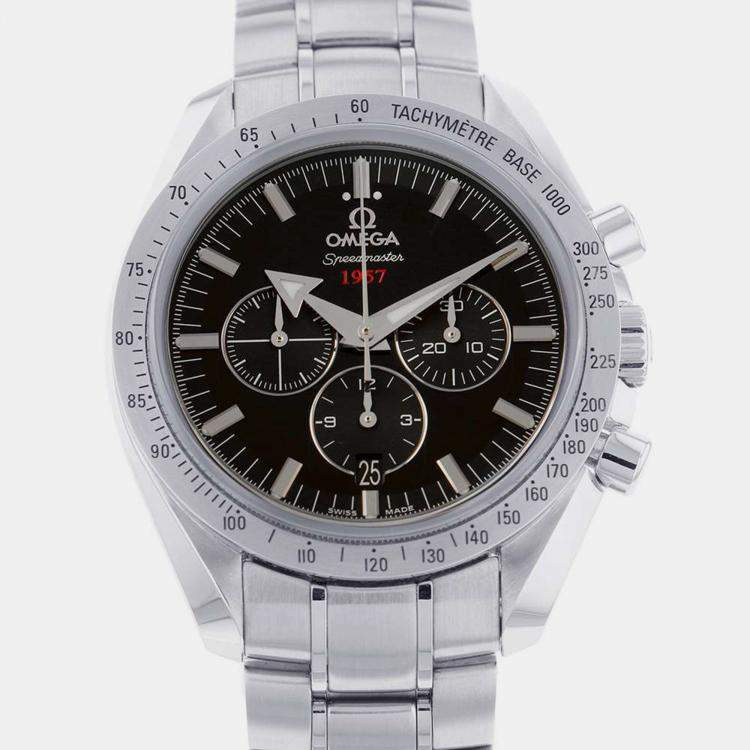 Omega Black Stainless Steel Speedmaster Broad Arrow 321.10.42.50