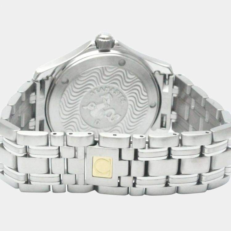 Pre Owned Omega Blue Stainless Steel Seamaster 2511.81 Quartz Men's Wristwatch 36 mm