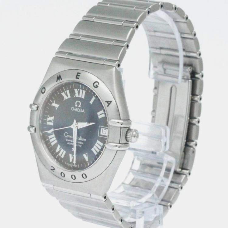 Pre Owned Omega Black Stainless Steel Constellation 1504.50 Automatic Men's Wristwatch 35 mm