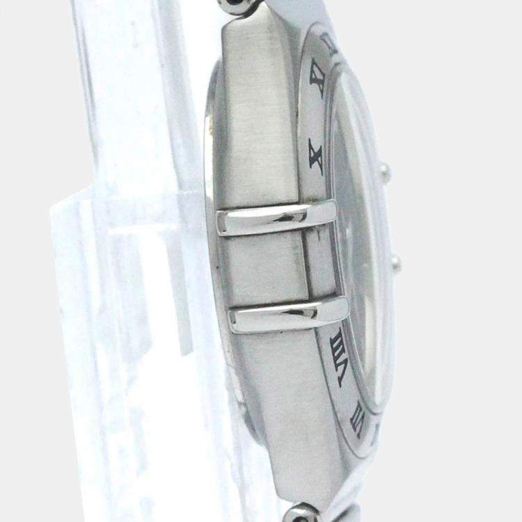 Pre Owned Omega Grey Stainless Steel Constellation 1512.40 Quartz Men's Wristwatch 33 mm