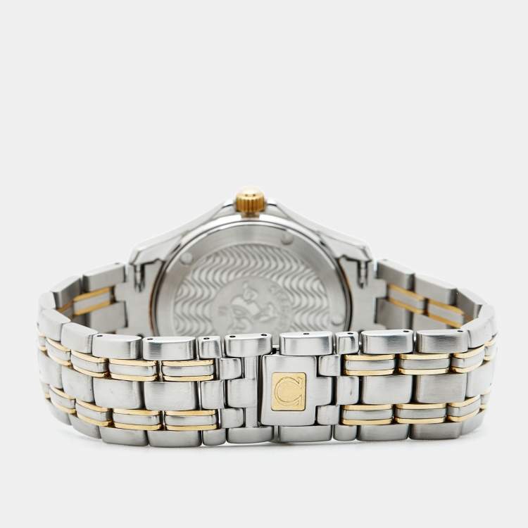 Pre Owned Omega Seamaster 196.1501 Champagne Dial 18K Yellow Gold Stainless Steel Men's Wristwatch 36 mm