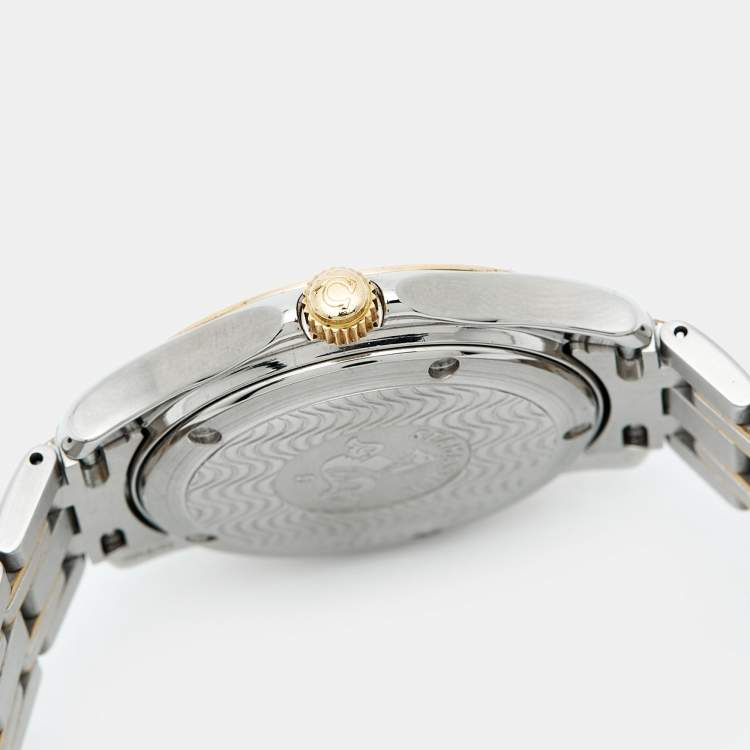 Pre Owned Omega Seamaster 196.1501 Champagne Dial 18K Yellow Gold Stainless Steel Men's Wristwatch 36 mm