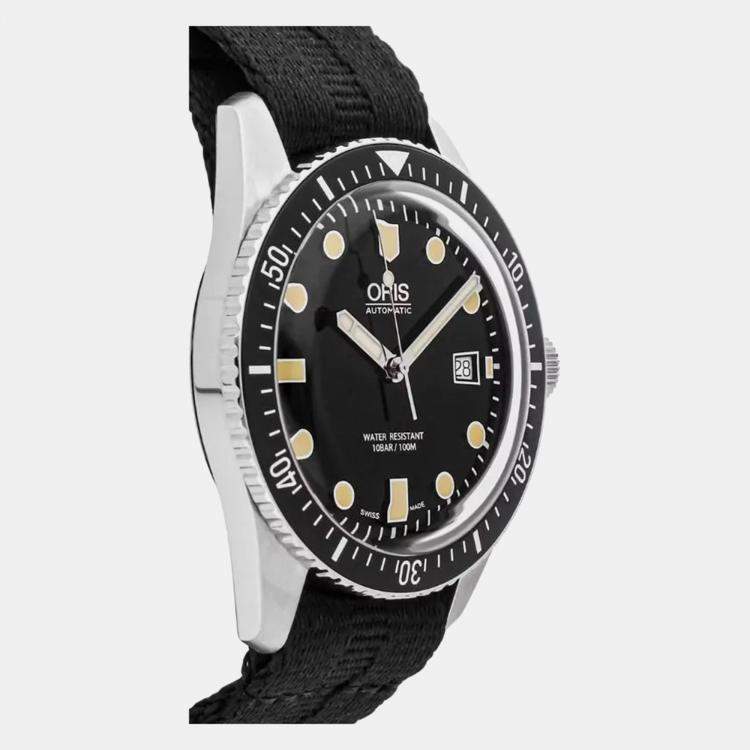 Pre Owned Oris Black Stainless Steel Divers Sixty-Five 01 733 7720 4054-07 5 21 26FC Automatic Men's Wristwatch 42 mm