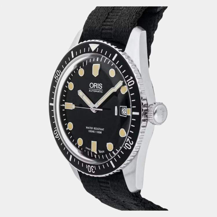 Pre Owned Oris Black Stainless Steel Divers Sixty-Five 01 733 7720 4054-07 5 21 26FC Automatic Men's Wristwatch 42 mm