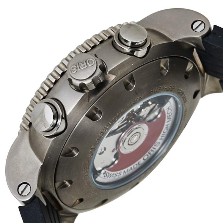 Pre Owned Oris Carbon Fiber Titanium Rubber  Williams F1 Team Limited Edition 0453/2000 7556 Men's Wristwatch 44 mm