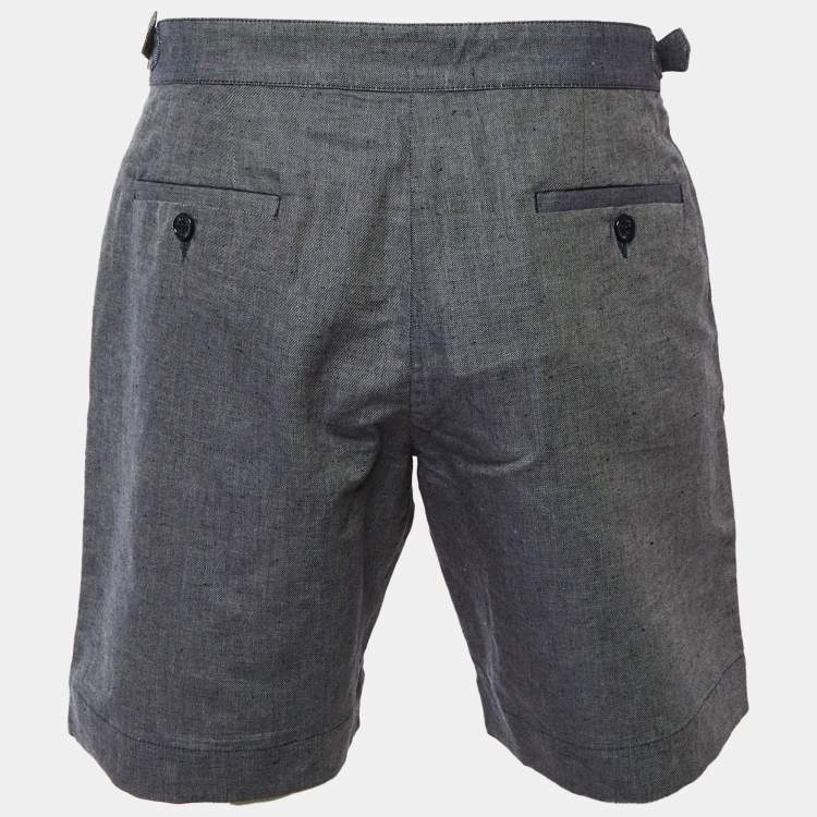 Pre Owned Orlebar Brown Navy Blue Cotton & Linen Shorts L