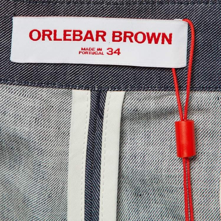 Pre Owned Orlebar Brown Navy Blue Cotton & Linen Shorts L