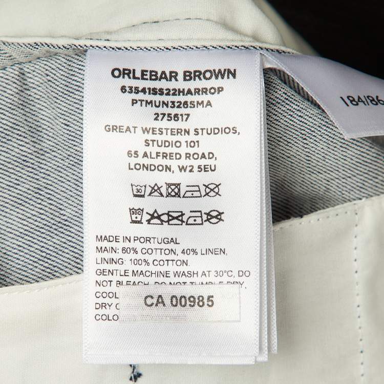 Pre Owned Orlebar Brown Navy Blue Cotton & Linen Shorts L