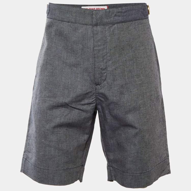 Pre Owned Orlebar Brown Navy Blue Cotton & Linen Shorts L