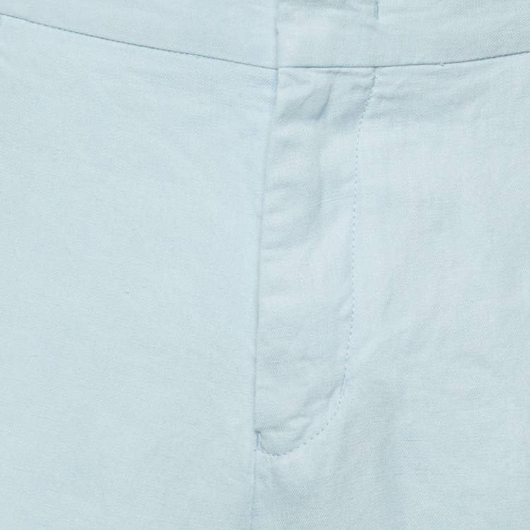 Pre Owned Orlebar Brown Ice Blue Linen Griffon Trousers L 