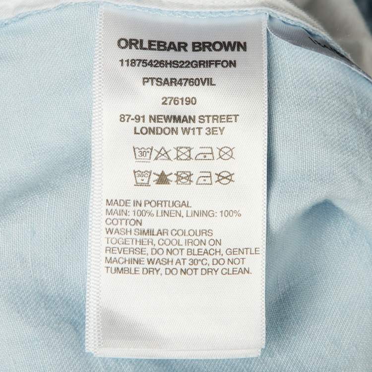 Pre Owned Orlebar Brown Ice Blue Linen Griffon Trousers L 