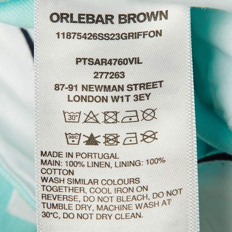 Pre Owned Orlebar Brown Turquoise Blue Linen Griffon Trousers L/Waist 34"