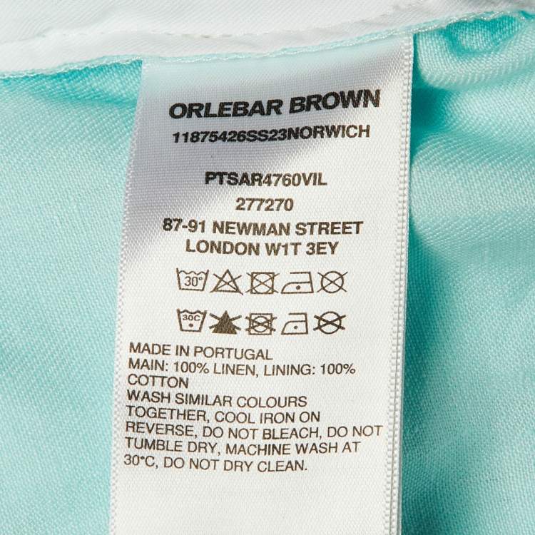 Pre Owned Orlebar Brown Turquoise Blue Linen Norwich Shorts L/ Waist 35"