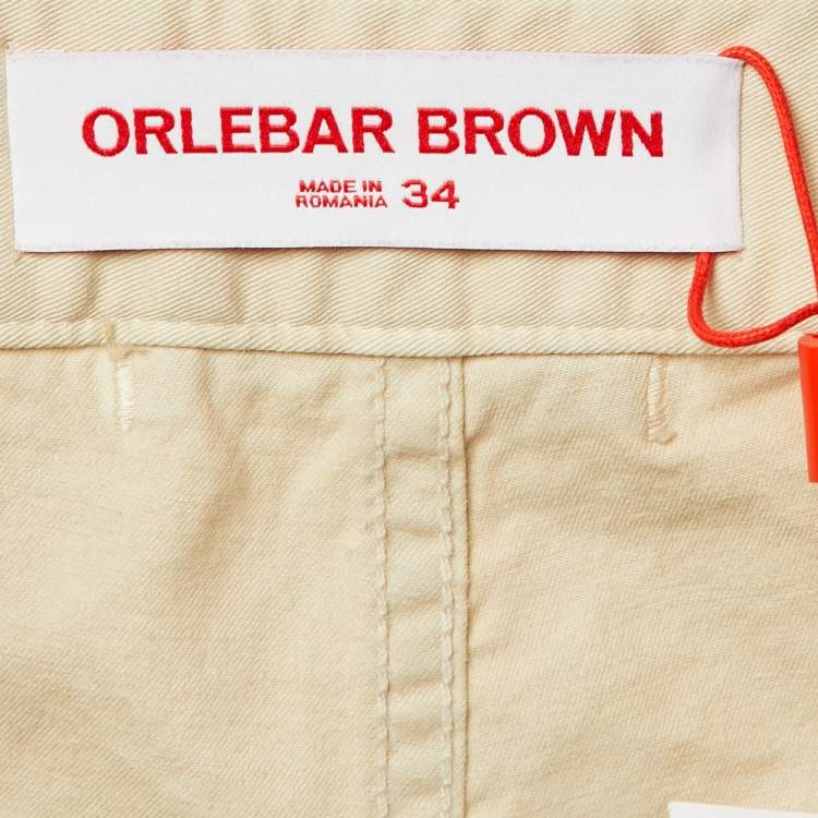 Pre Owned Orlebar Brown Beige Cotton Dane Shorts L/Waist 36"
