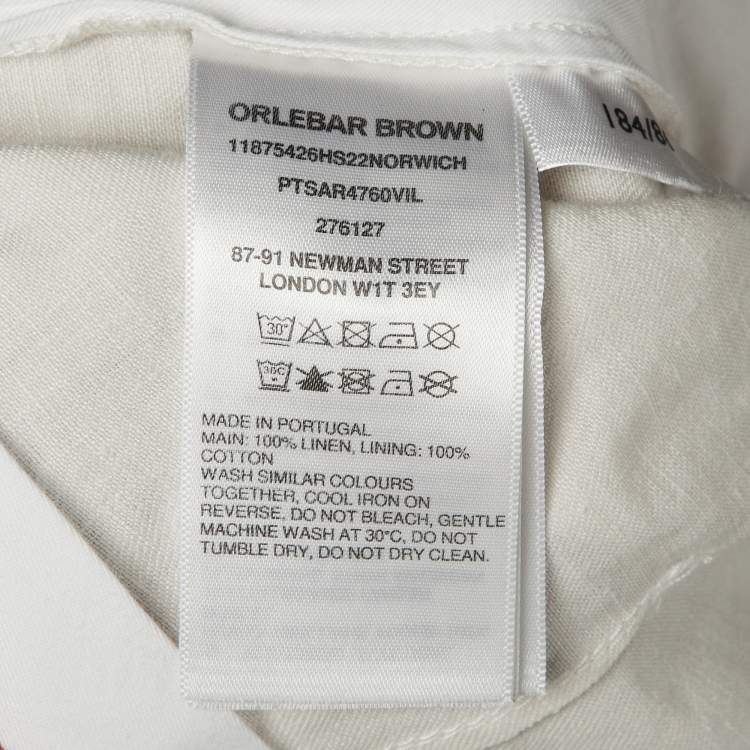 Pre Owned Orlebar Brown Ivory Linen Norwich Shorts L/Waist 35"