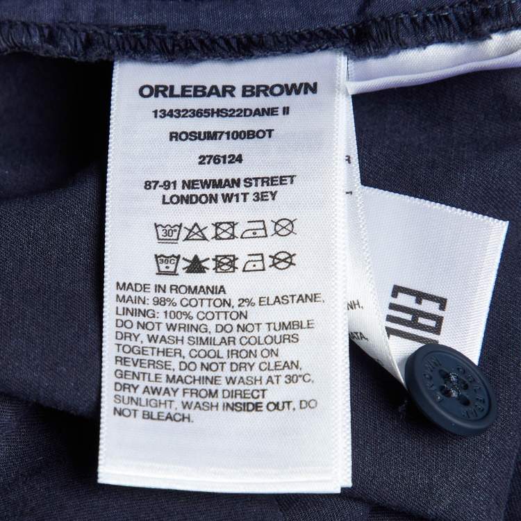 Pre Owned Orlebar Brown Navy Blue Cotton Dane II Swim Shorts L/Waist 35"