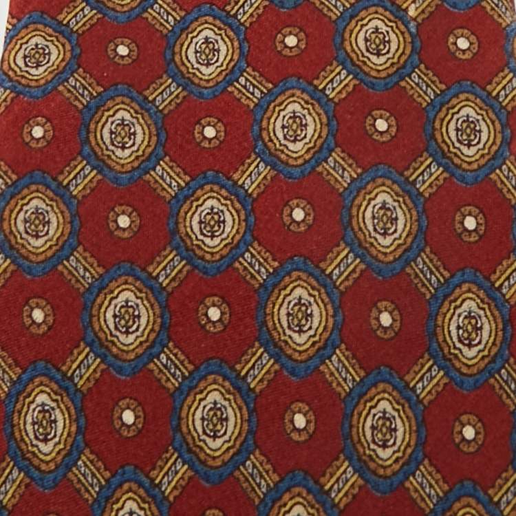 Pre Owned ربطة عنق أوسكار دي لا رينتا حرير مطبوع متعدد الألوان عتيقة