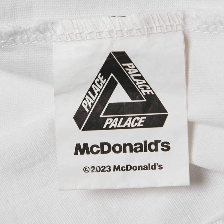 Pre Owned Palace x Mc Donald's White Printed Jersey Crewneck T-Shirt M