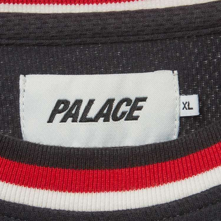 Pre Owned Palace Navy Blue Logo Embroidered Jersey Crew Neck T-Shirt XL