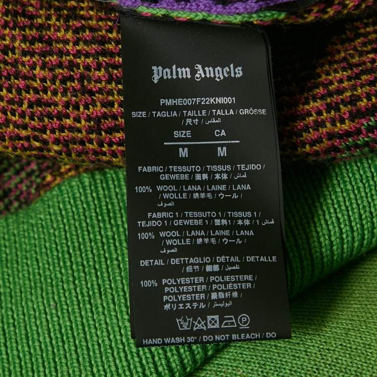Pre Owned Palm Angels Purple/Green Palm Intarsia Wool Sweater M